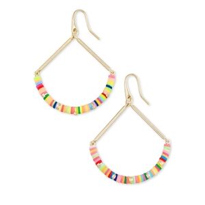 Kendra Scott "Reece" Drop Earrings in Gold Tone With Neon Mix